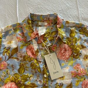 Long sleeve linen floral shirt